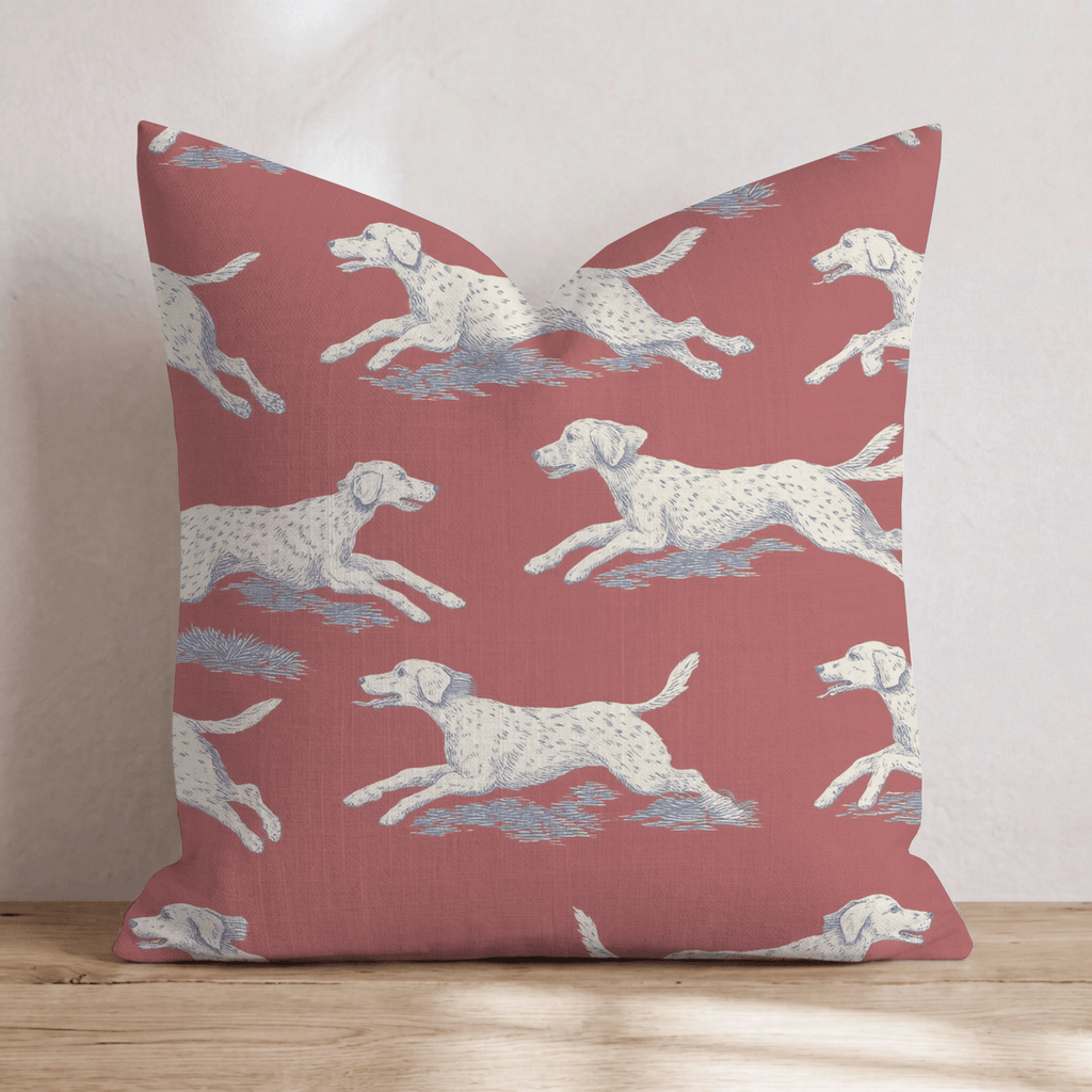 Crimson Run Pointer Throw Pillow - Hillcroft Home
