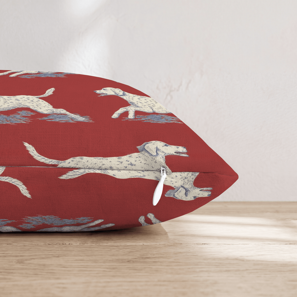 Crimson Run Pointer Throw Pillow - Hillcroft Home