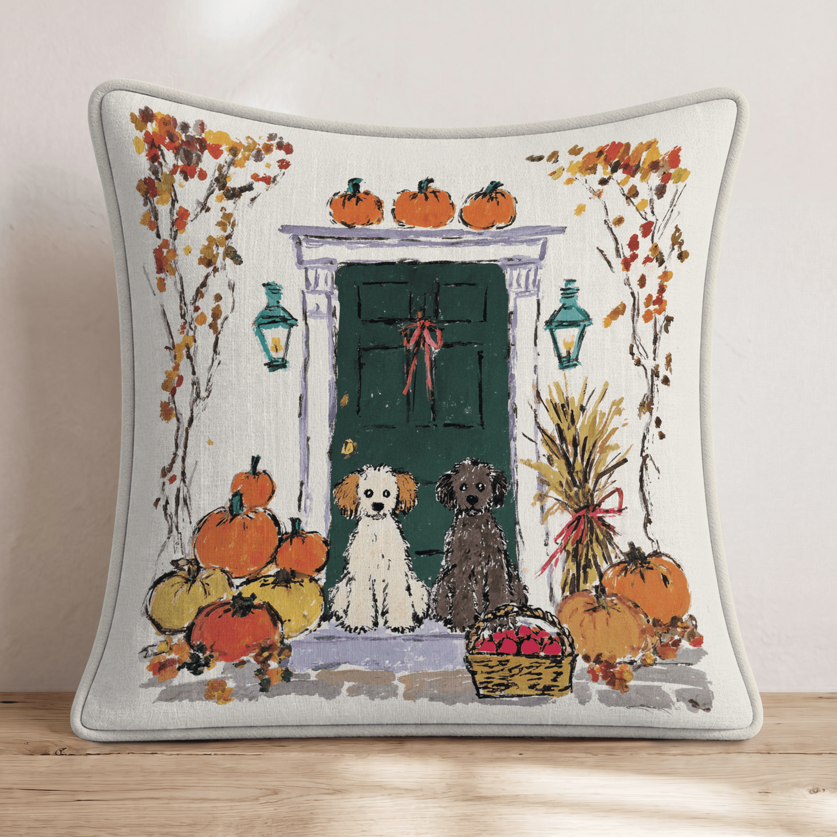 Crimson Stroll Throw Pillow - Hillcroft Home