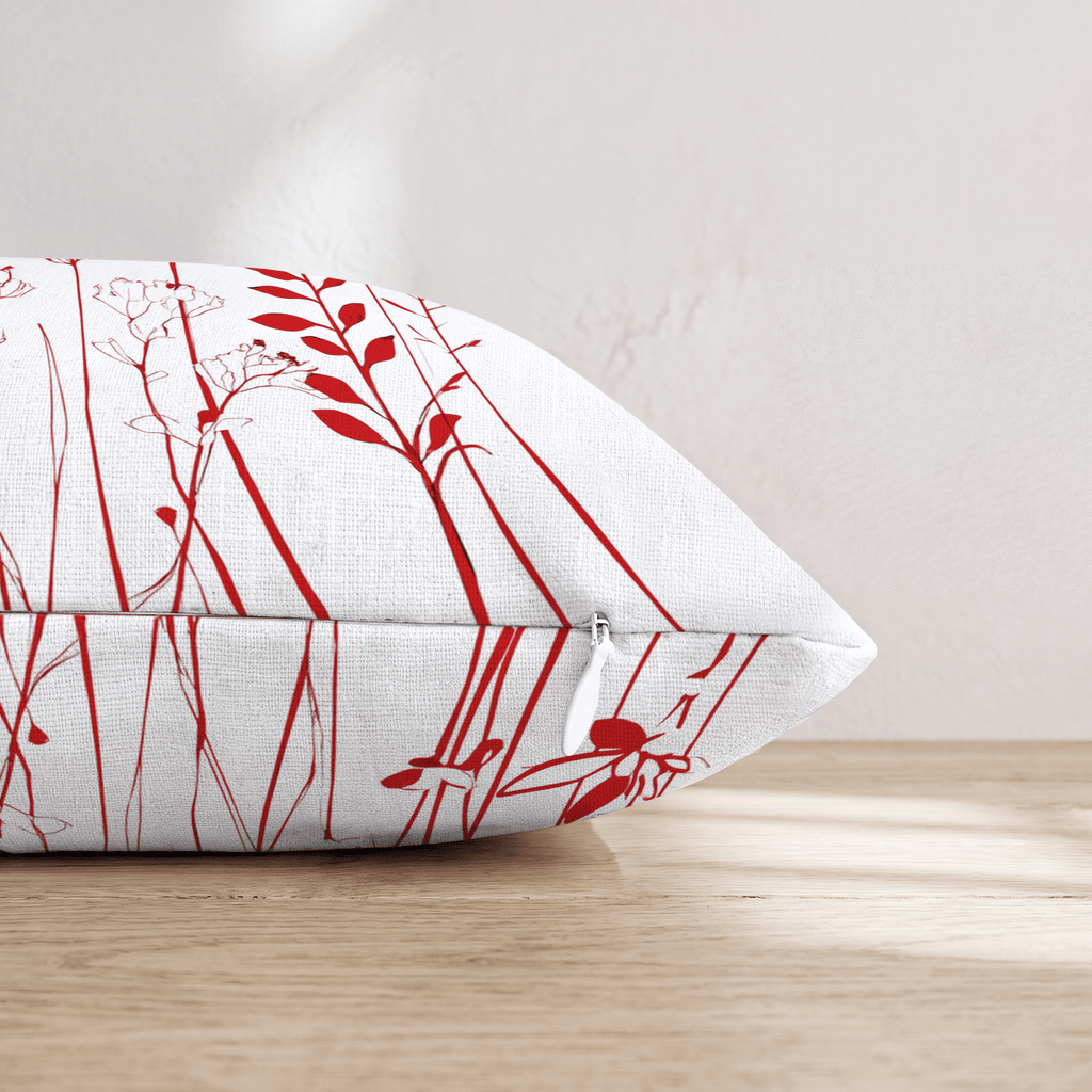 Crimson Wild Stems Throw Pillow - Hillcroft Home