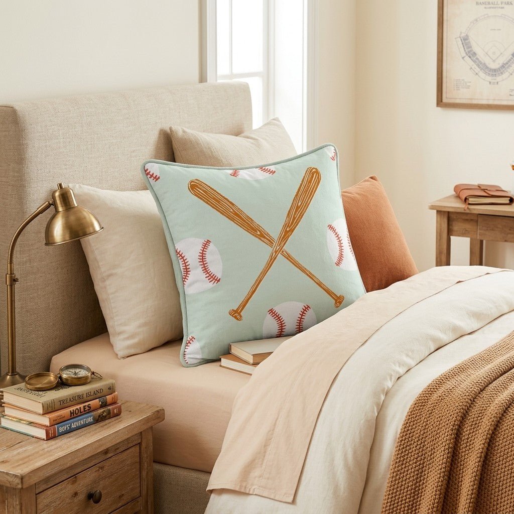 Criss Cross Bats Throw Pillow - Hillcroft Home