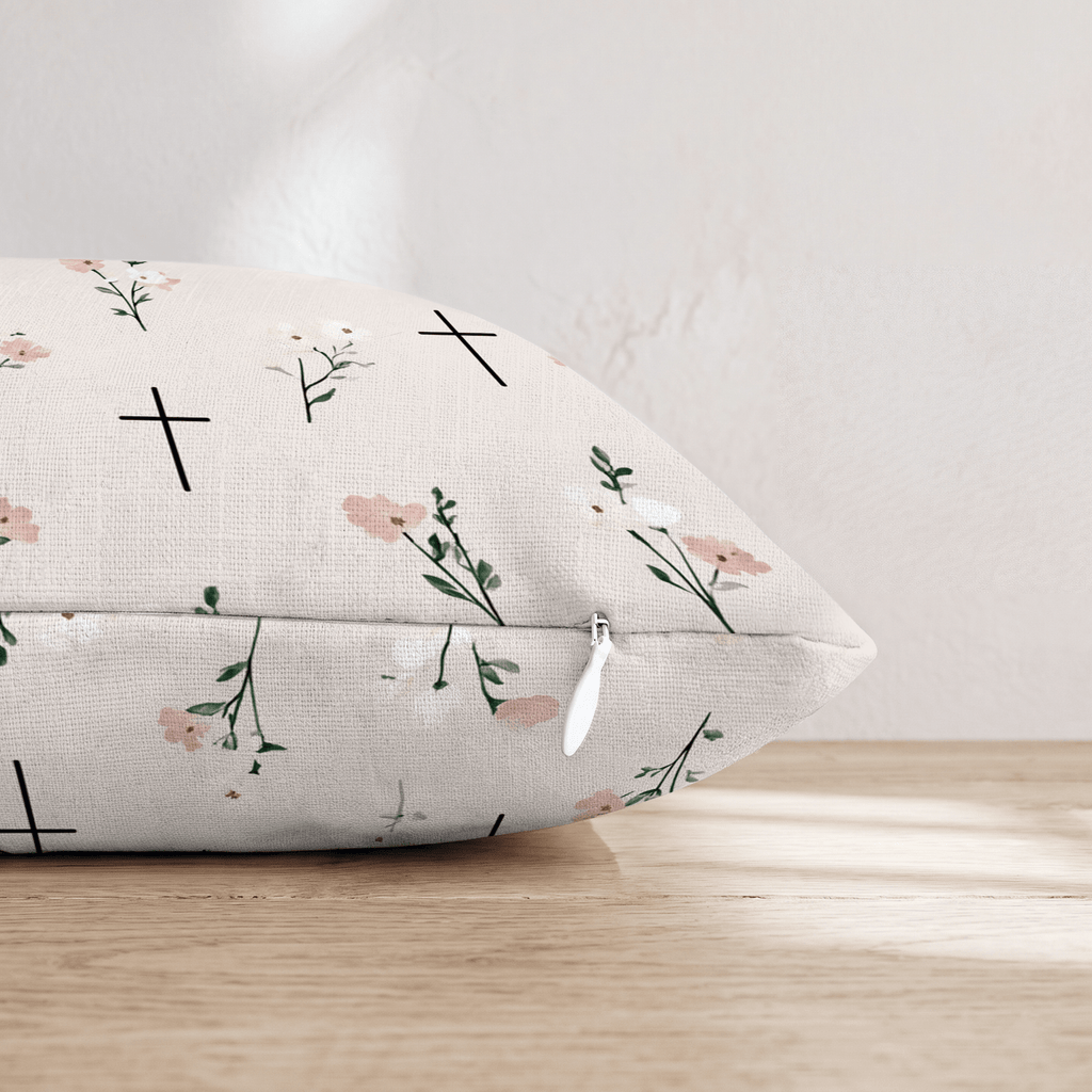 Cross Florals Throw Pillow - Hillcroft Home