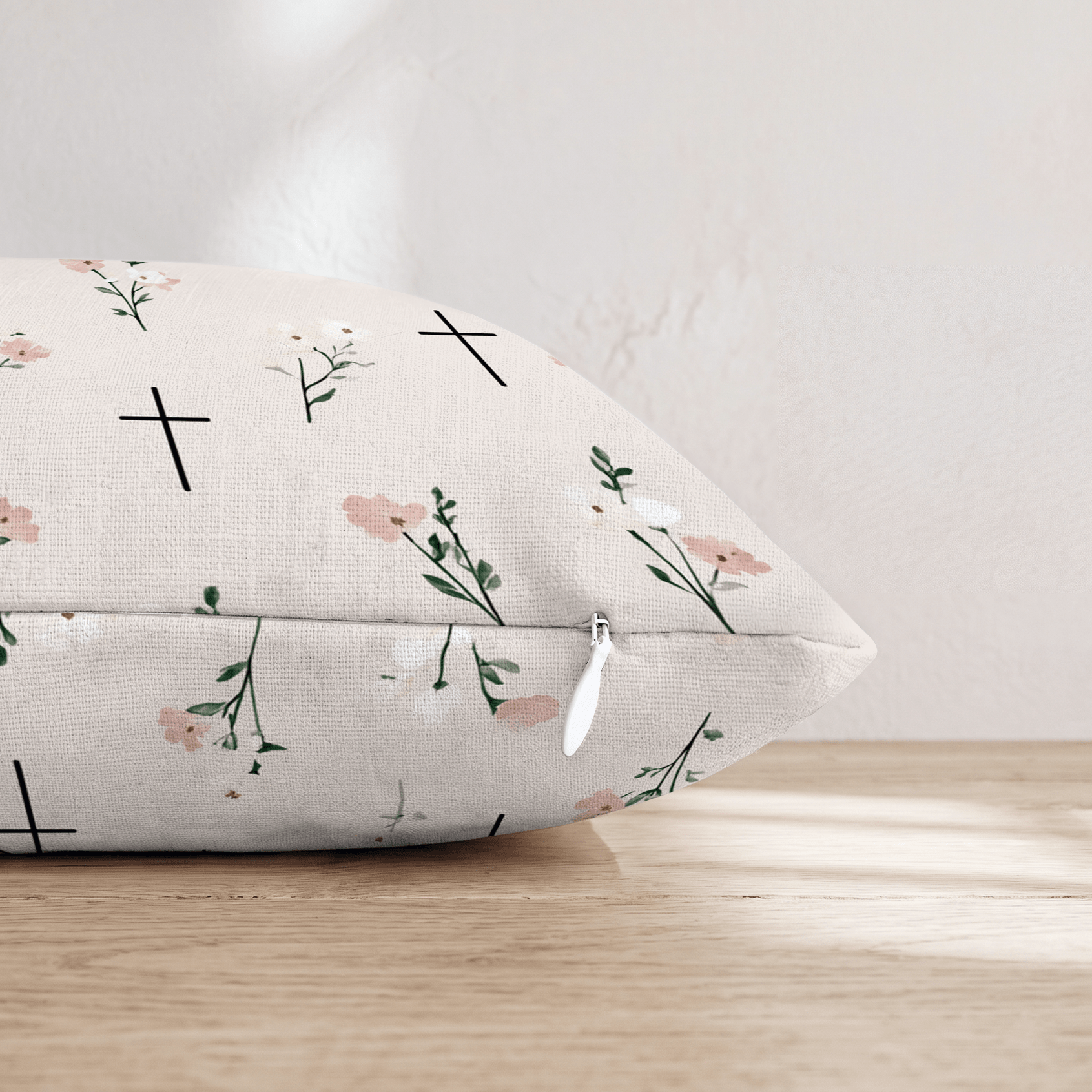 Cross Florals Throw Pillow - Hillcroft Home