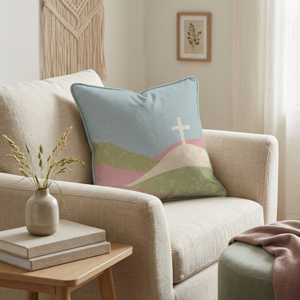 Cross on the Hill Throw Pillow - Hillcroft Home