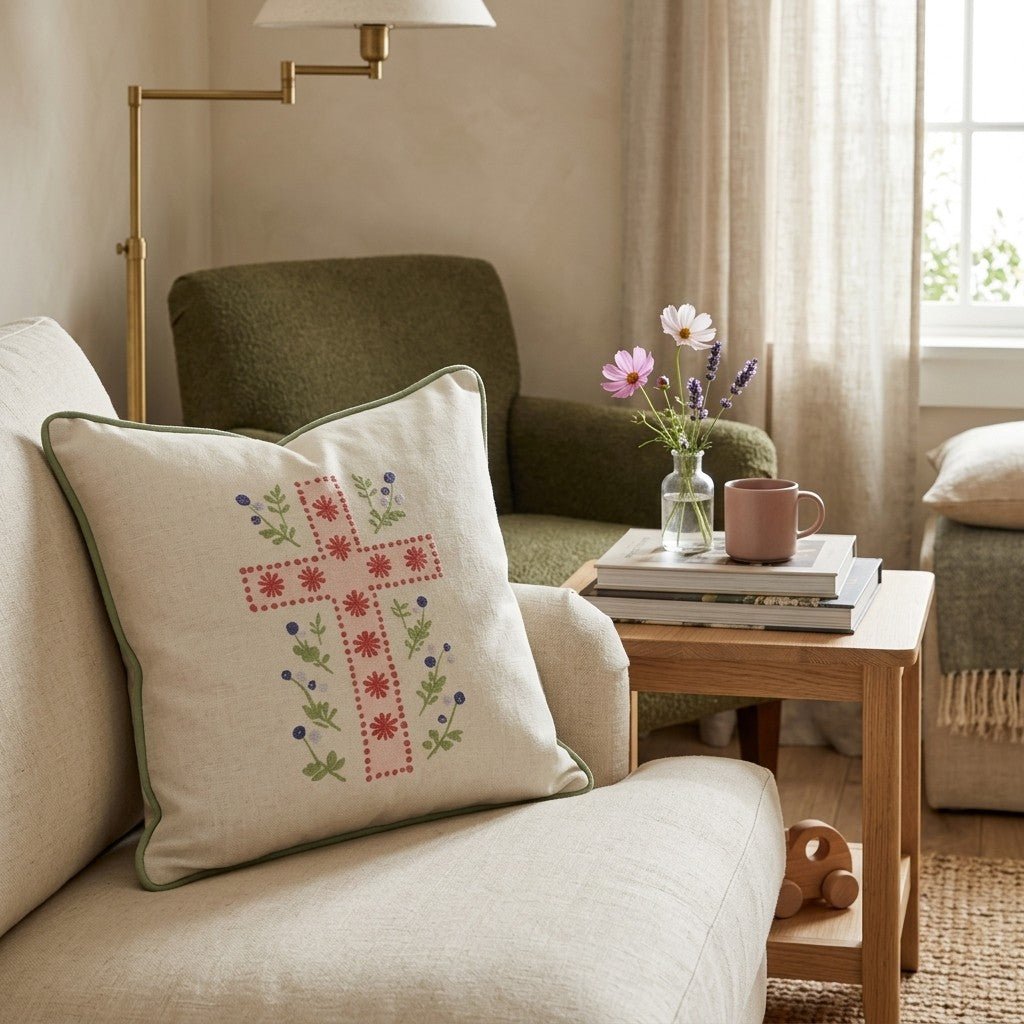 Cross Stitch Throw Pillow - Hillcroft Home
