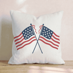Crossed American Flags Throw Pillow - Hillcroft Home