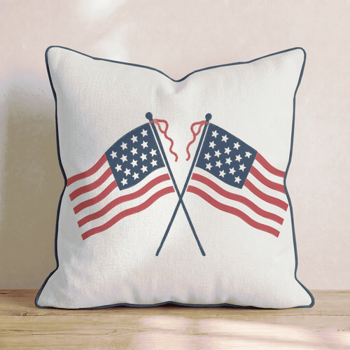 Crossed American Flags Throw Pillow - Hillcroft Home