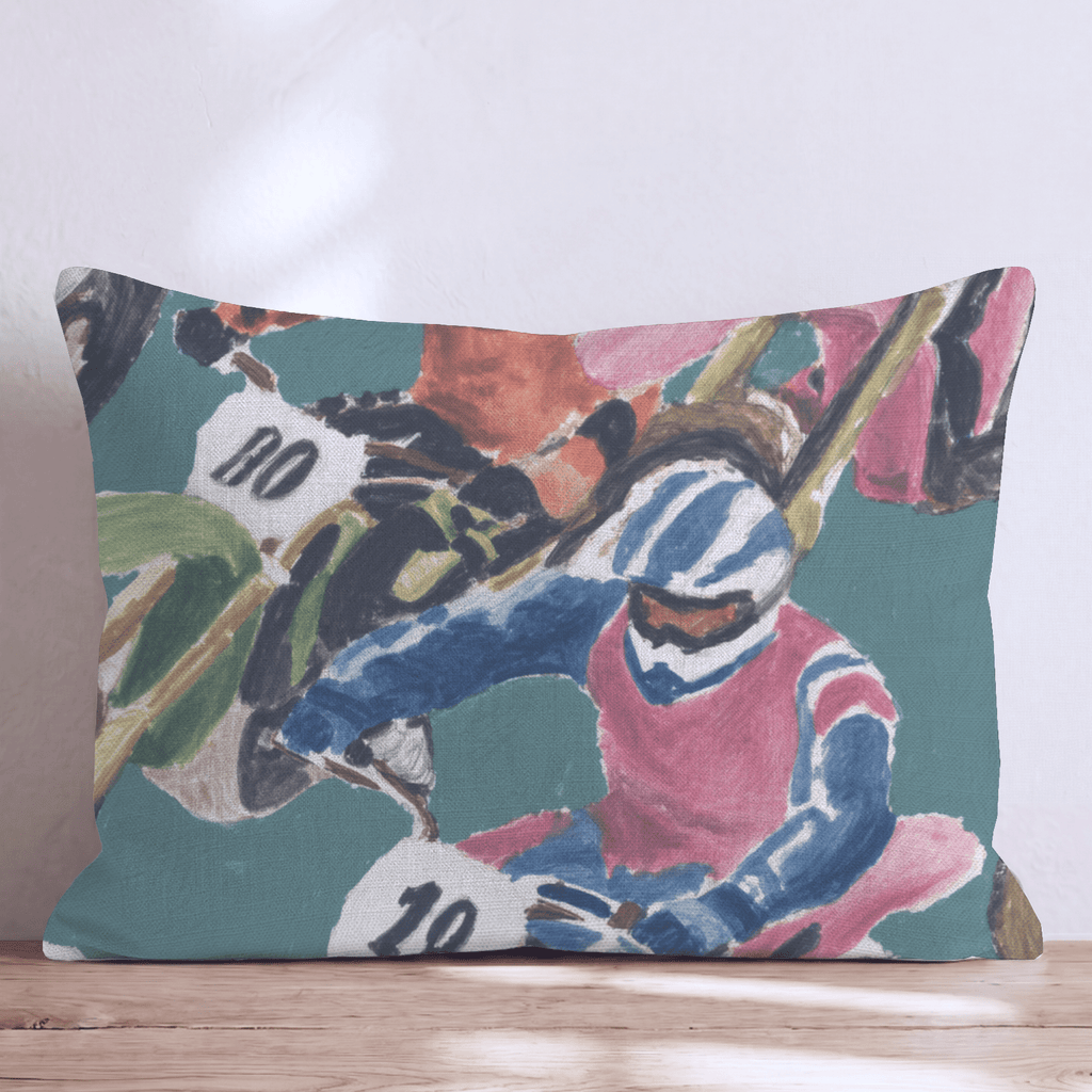 Crowded Bike Race Throw Pillow - Hillcroft Home