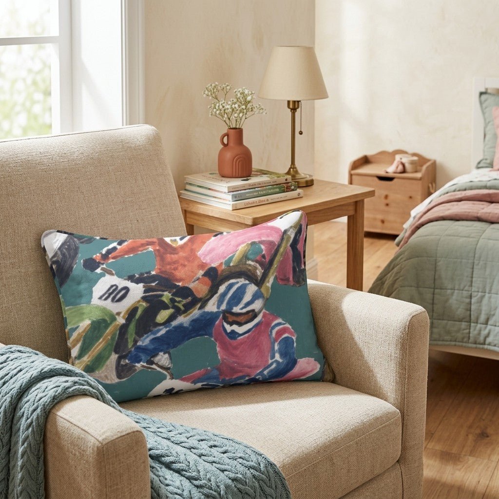 Crowded Bike Race Throw Pillow - Hillcroft Home