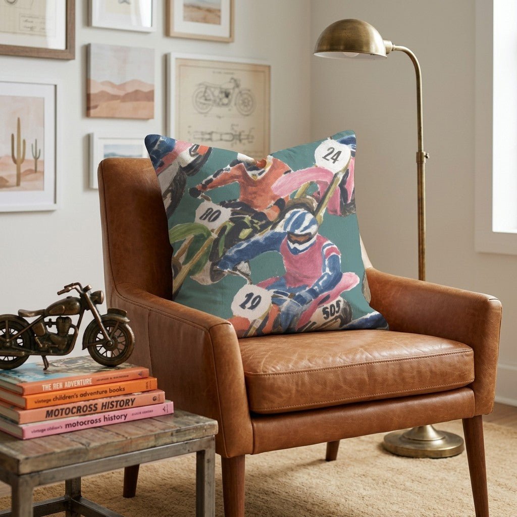 Crowded Bike Race Throw Pillow - Hillcroft Home