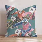 Crowded Bike Race Throw Pillow - Hillcroft Home