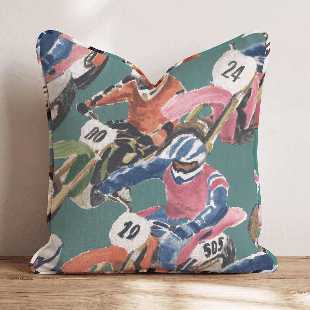 Crowded Bike Race Throw Pillow - Hillcroft Home