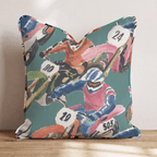 Crowded Bike Race Throw Pillow - Hillcroft Home
