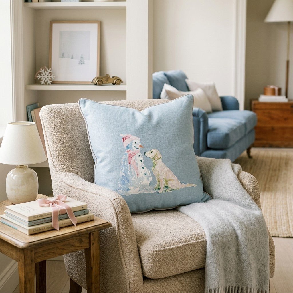 Curious Snowman Throw Pillow - Hillcroft Home