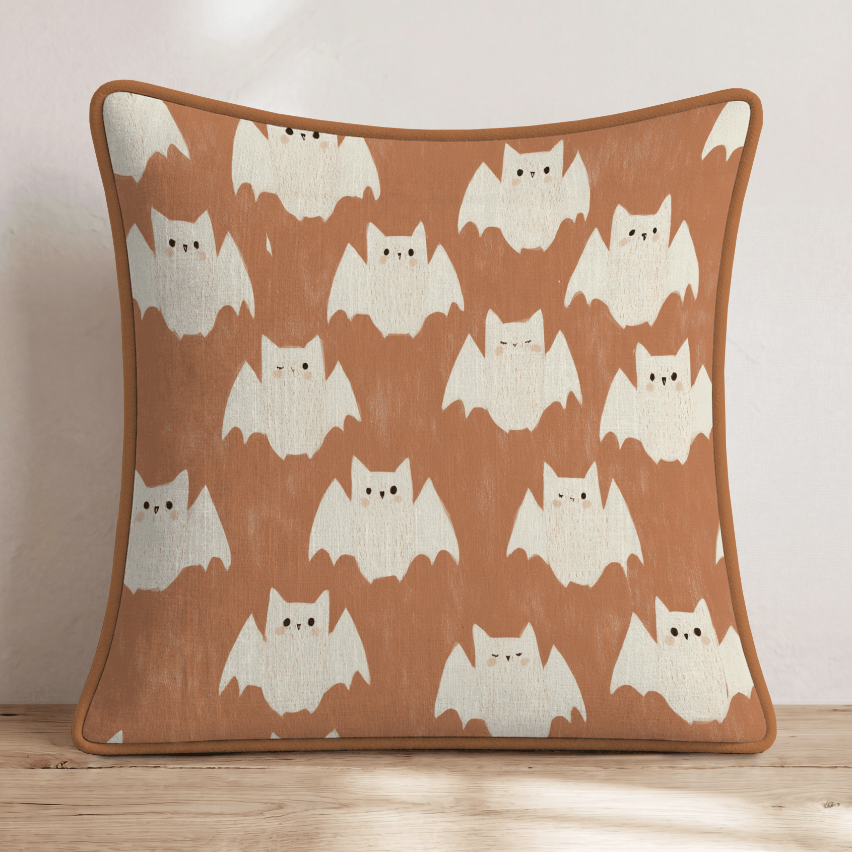 Cute Bat Halloween Pattern Throw Pillow - Hillcroft Home