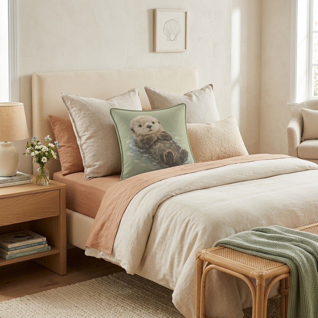 Cute Otter Throw Pillow - Hillcroft Home