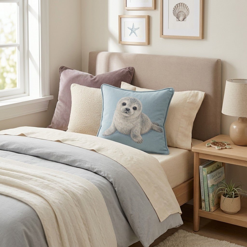 Cute Seal Throw Pillow - Hillcroft Home