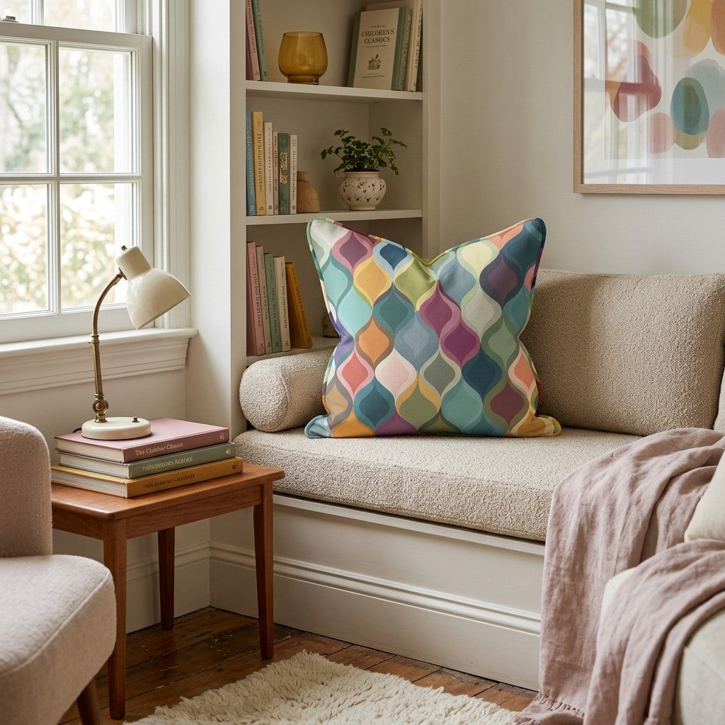 Kaleidoscope Block One Throw Pillow - Reading Nook