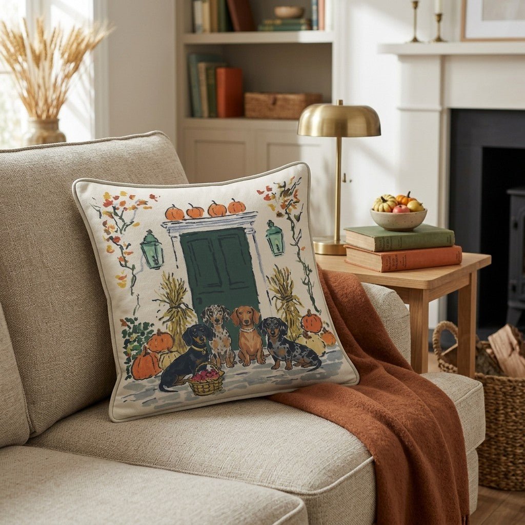Dachshund Autumn Wander Throw Pillow - Hillcroft Home