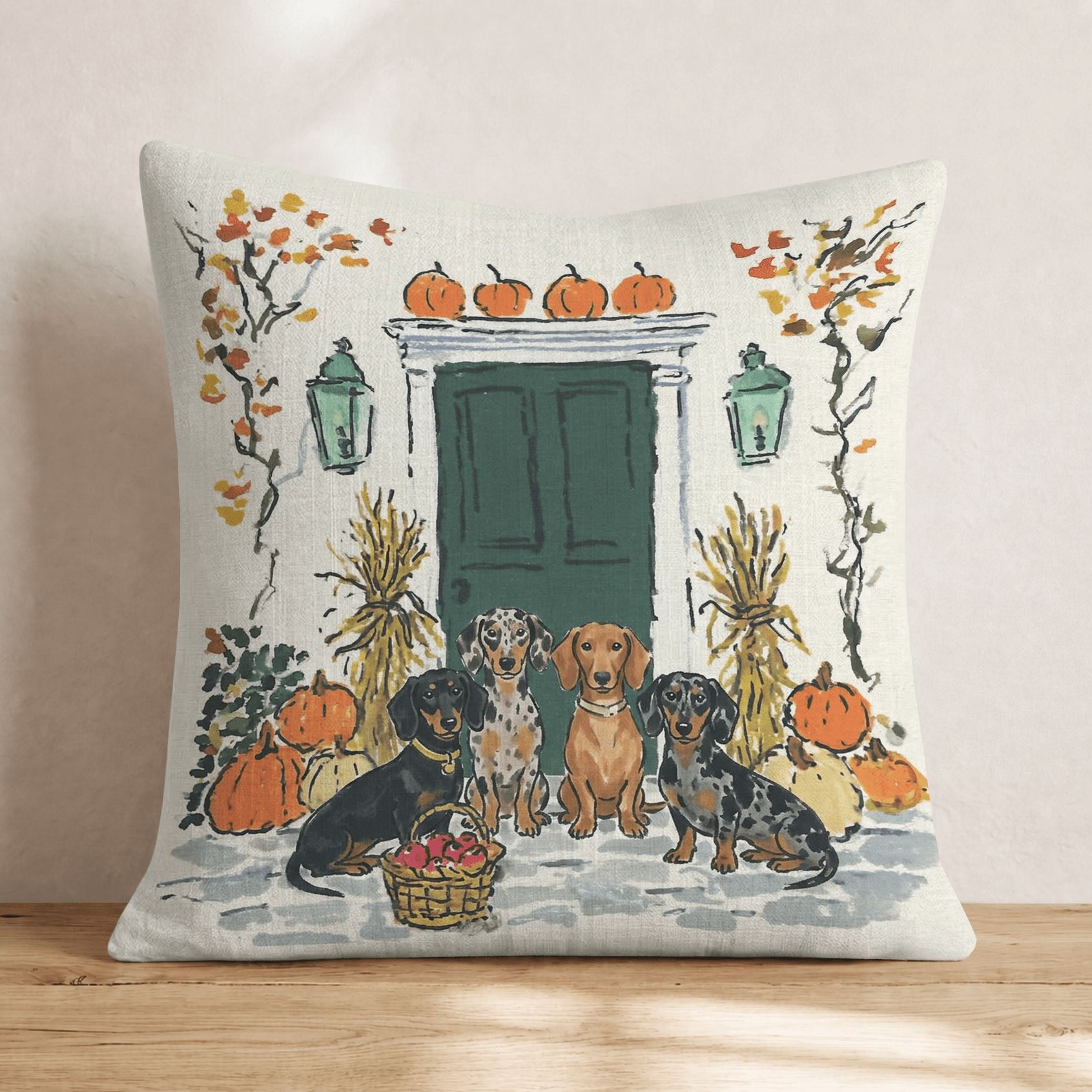 Dachshund Autumn Wander Throw Pillow - Hillcroft Home