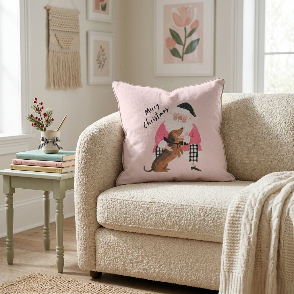 Dachshund Christmas Embrace Throw Pillow - Hillcroft Home