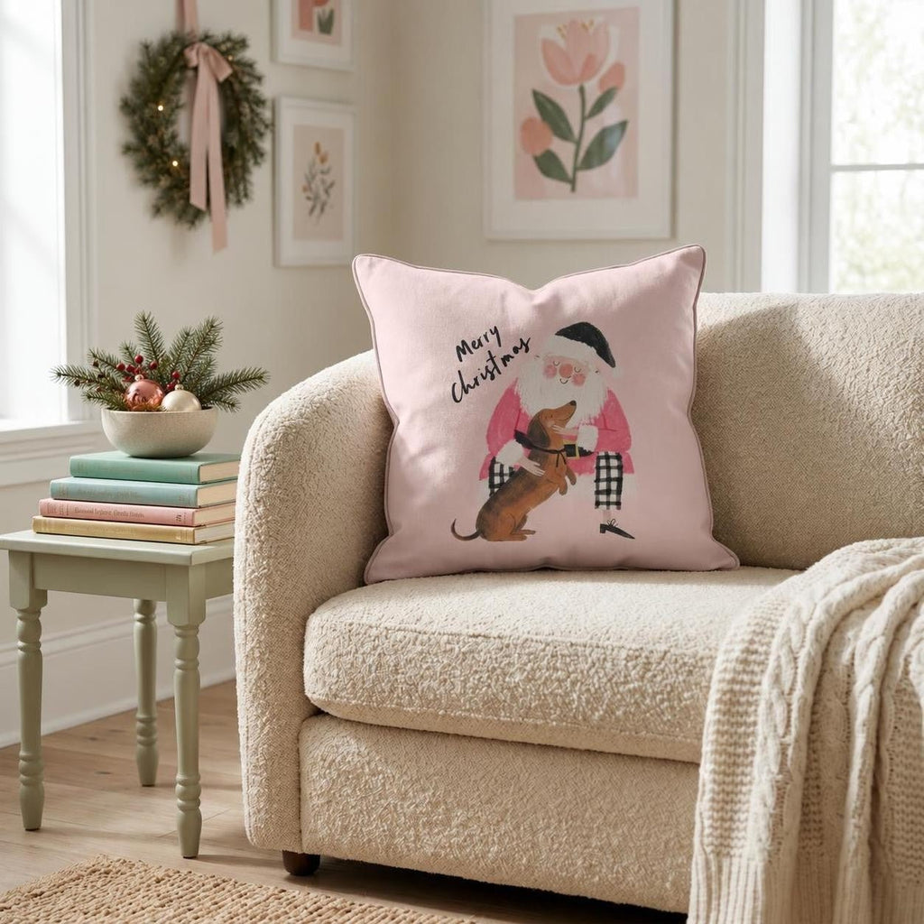Dachshund Christmas Embrace Throw Pillow throw pillow - Hillcroft Home