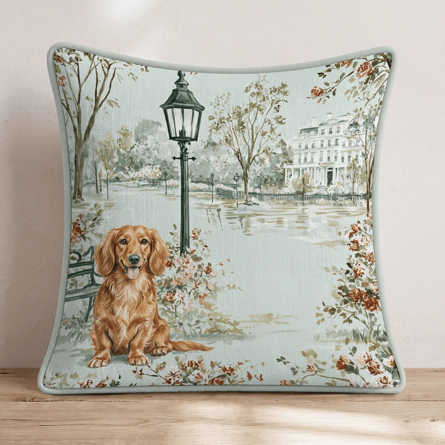 Dachshund City Stroll Throw Pillow - Hillcroft Home