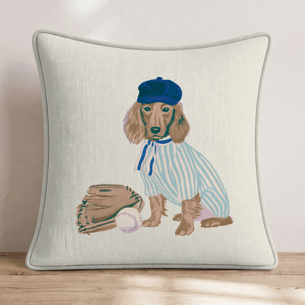 Dachshund Dugout Throw Pillow - Hillcroft Home