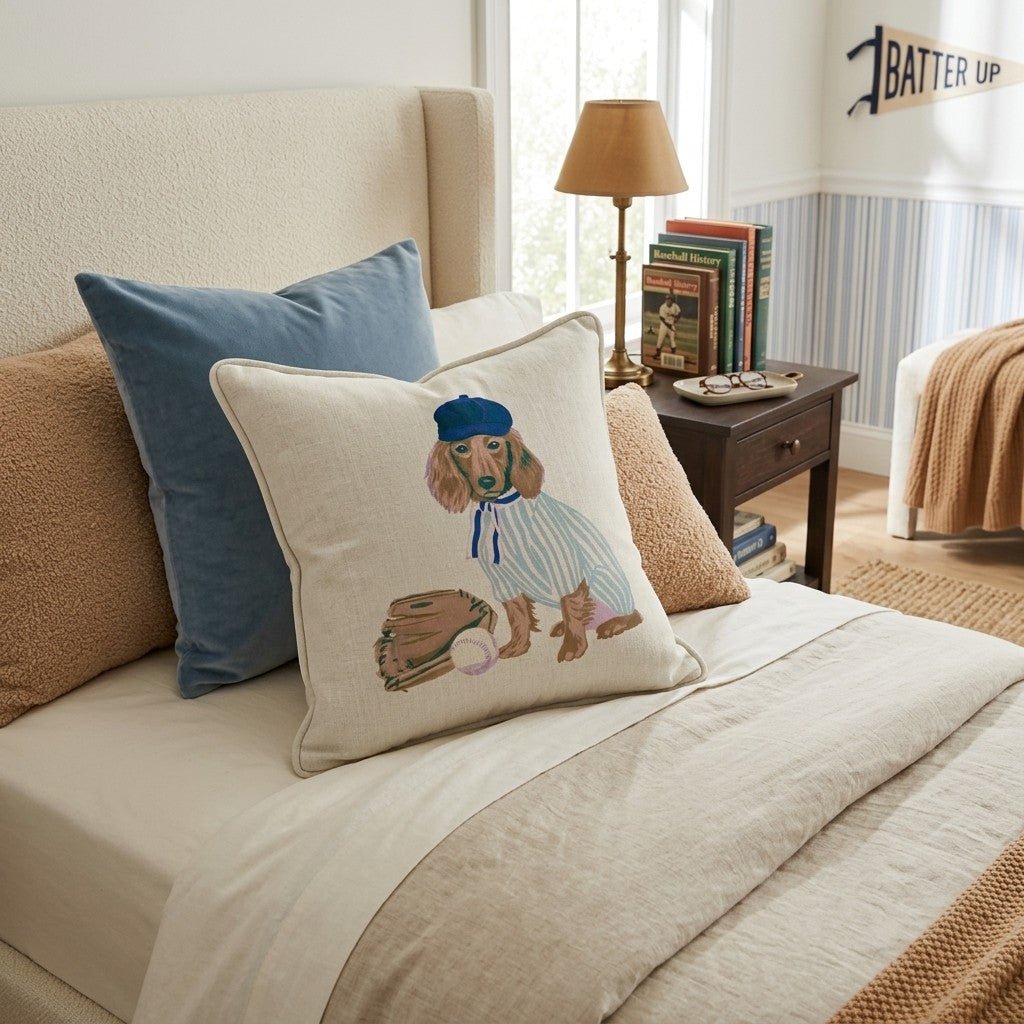 Dachshund Dugout Throw Pillow - Hillcroft Home