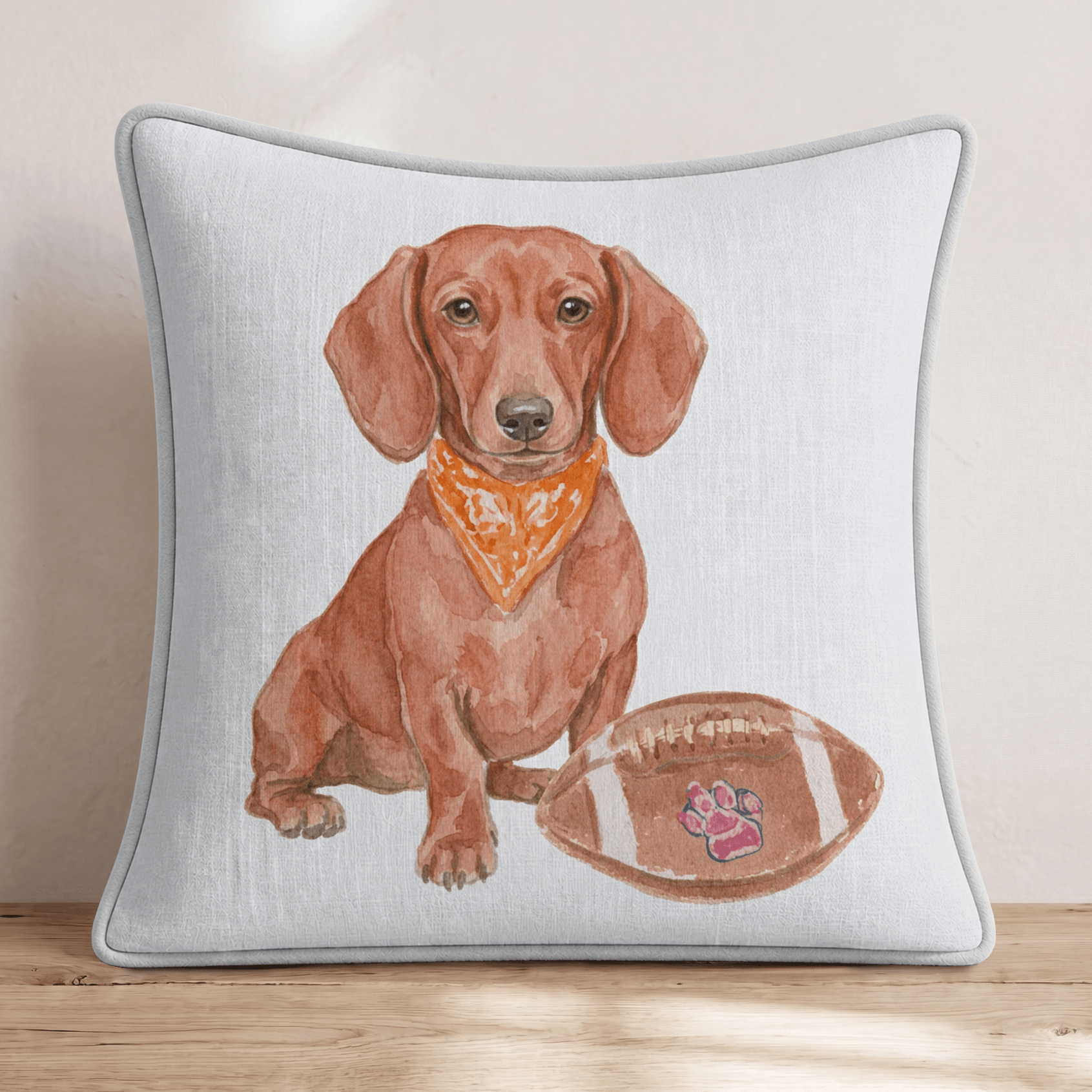 Dachshund Fall Football Throw Pillow - Hillcroft Home