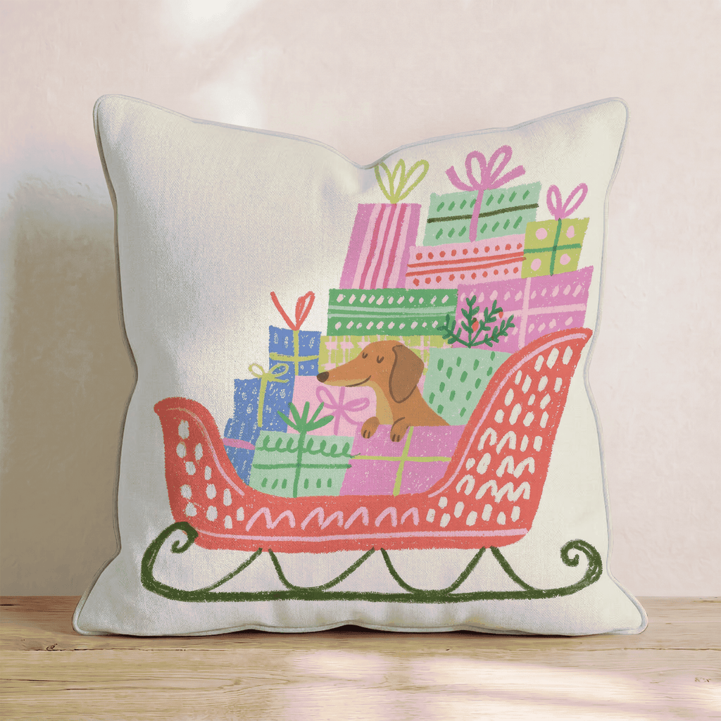 Dachshund Gift Sleigh Throw Pillow - Hillcroft Home