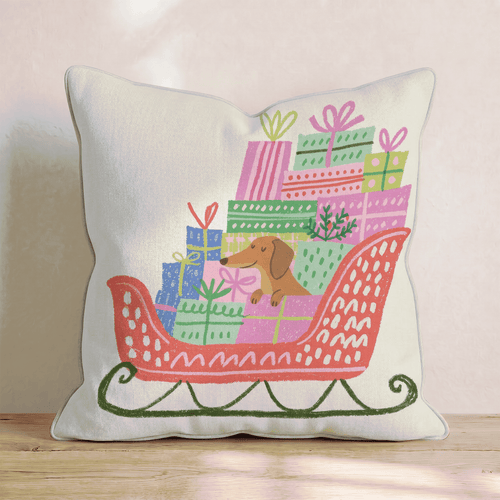 Dachshund Gift Sleigh Throw Pillow - Hillcroft Home