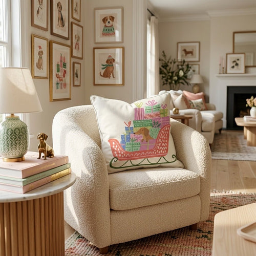 Dachshund Gift Sleigh Throw Pillow - Hillcroft Home