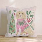 Dachshund Holiday Sweater Throw Pillow - Hillcroft Home