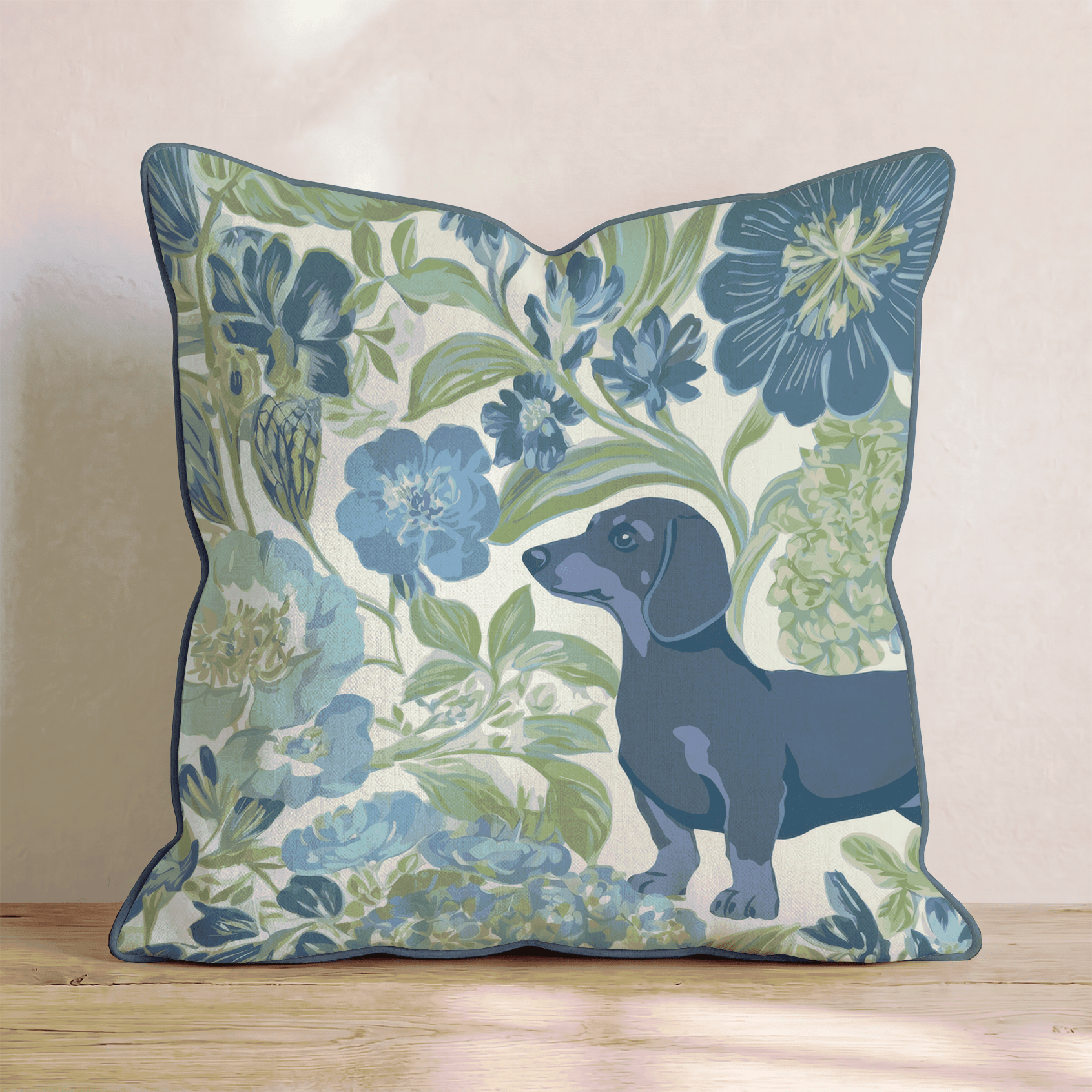 Dachshund in the Flowers Throw Pillow - Hillcroft Home