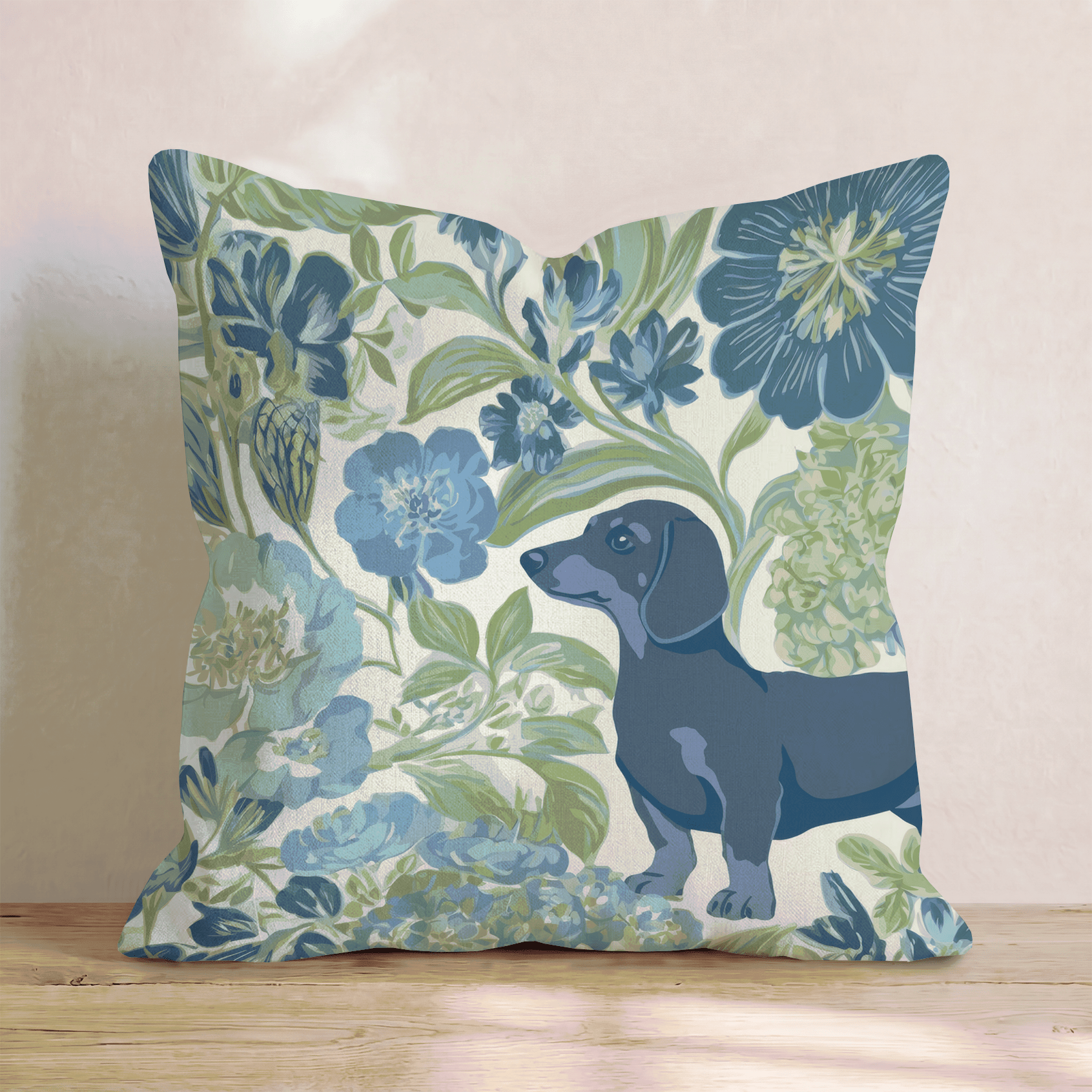 Dachshund in the Flowers Throw Pillow - Hillcroft Home