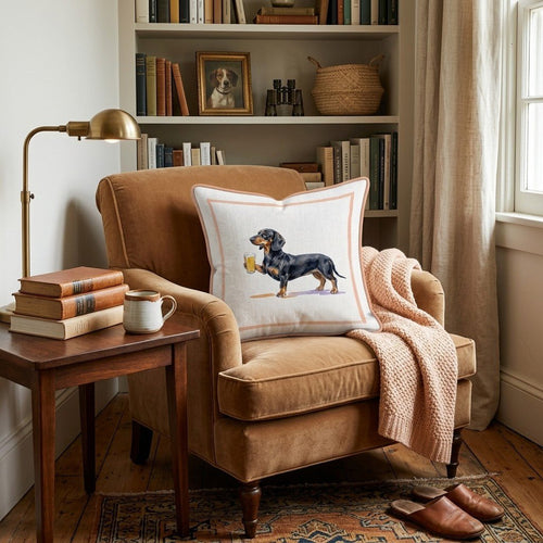 Dachshund Lager Throw Pillow - Hillcroft Home