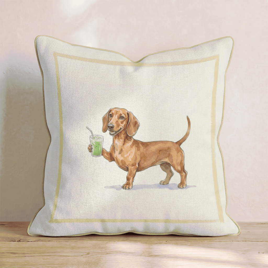 Dachshund Matcha Throw Pillow - Hillcroft Home