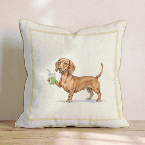 Dachshund Matcha Throw Pillow - Hillcroft Home