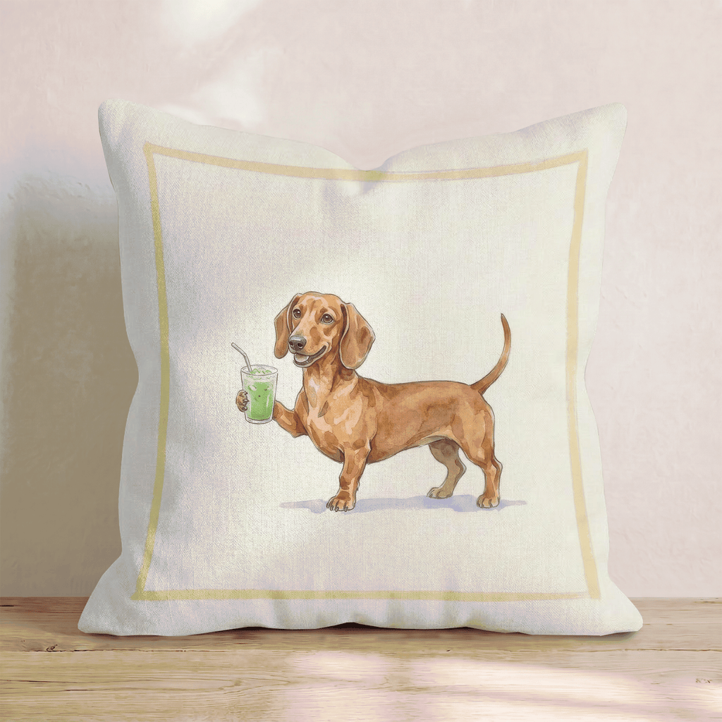 Dachshund Matcha Throw Pillow - Hillcroft Home