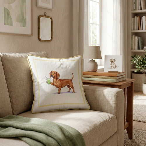 Dachshund Matcha Throw Pillow - Hillcroft Home
