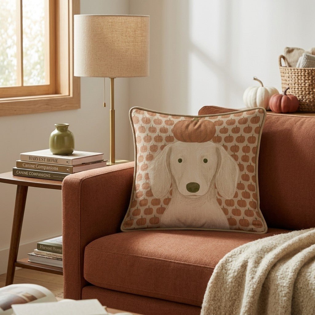 Dachshund Pumpkin Nose Trick Throw Pillow - Hillcroft Home