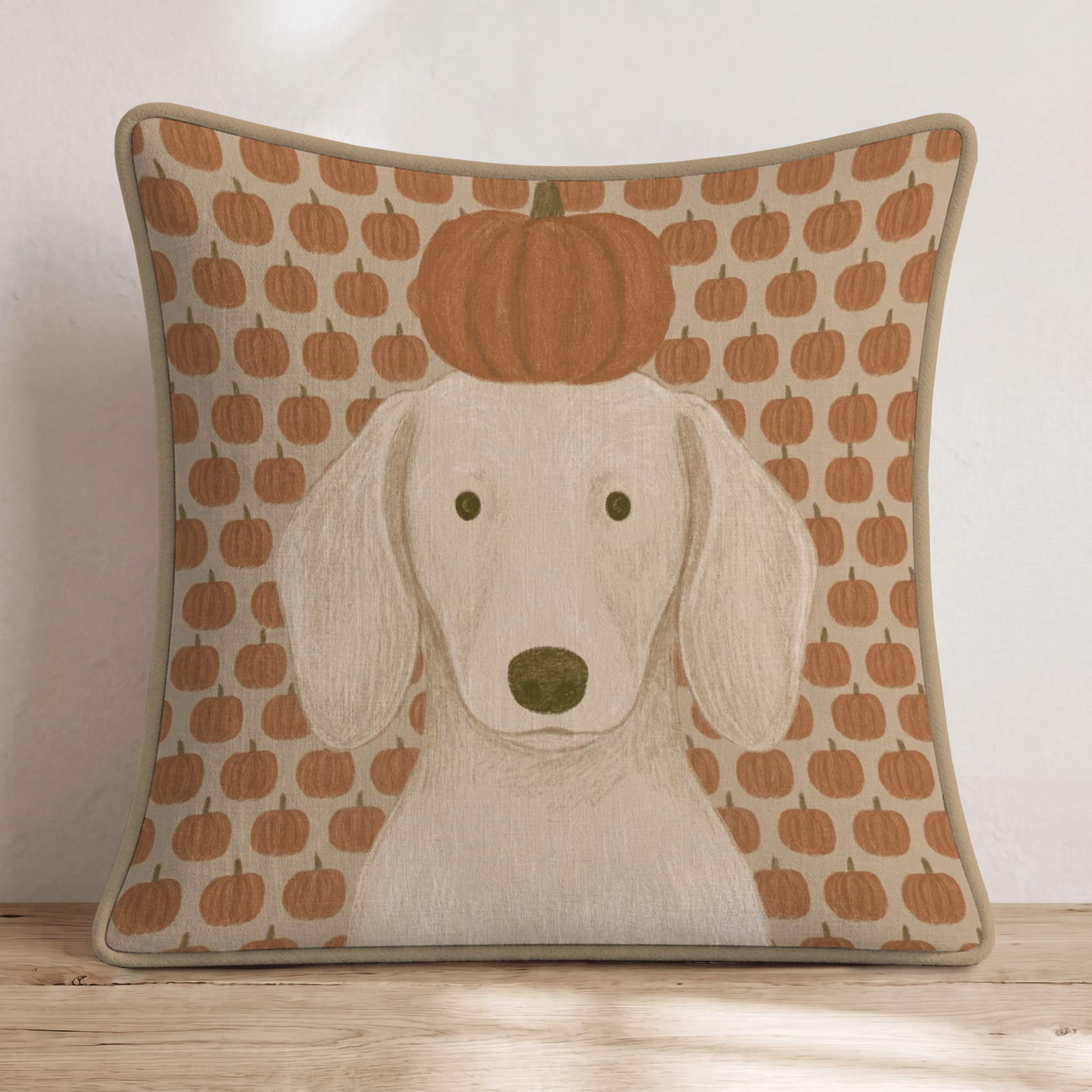 Dachshund Pumpkin Nose Trick Throw Pillow - Hillcroft Home
