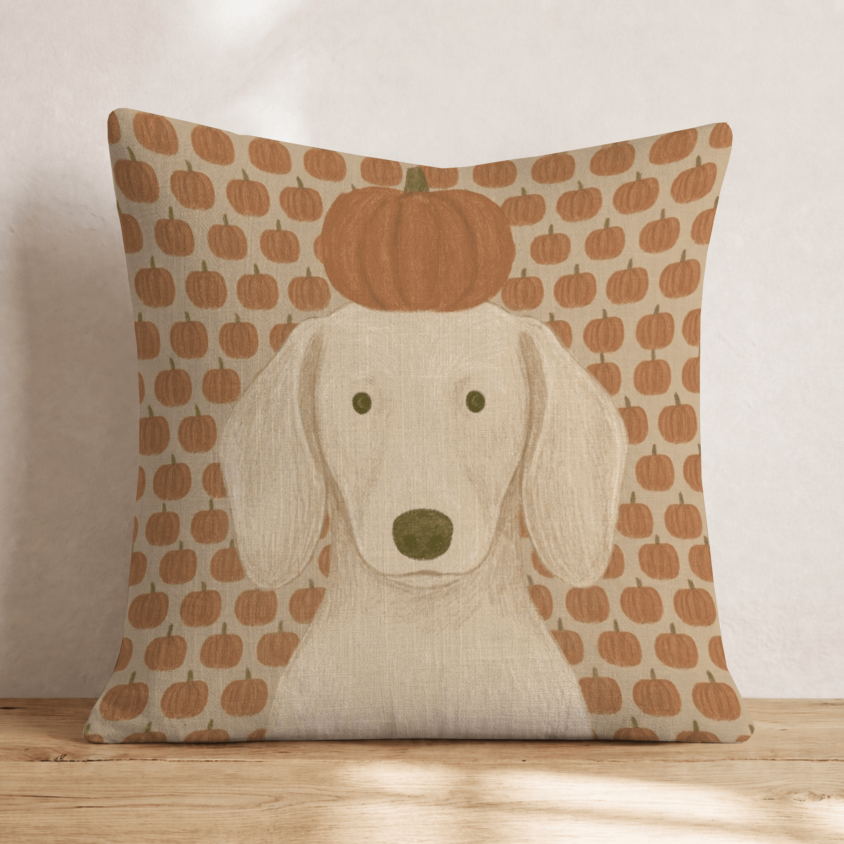Dachshund Pumpkin Nose Trick Throw Pillow - Hillcroft Home