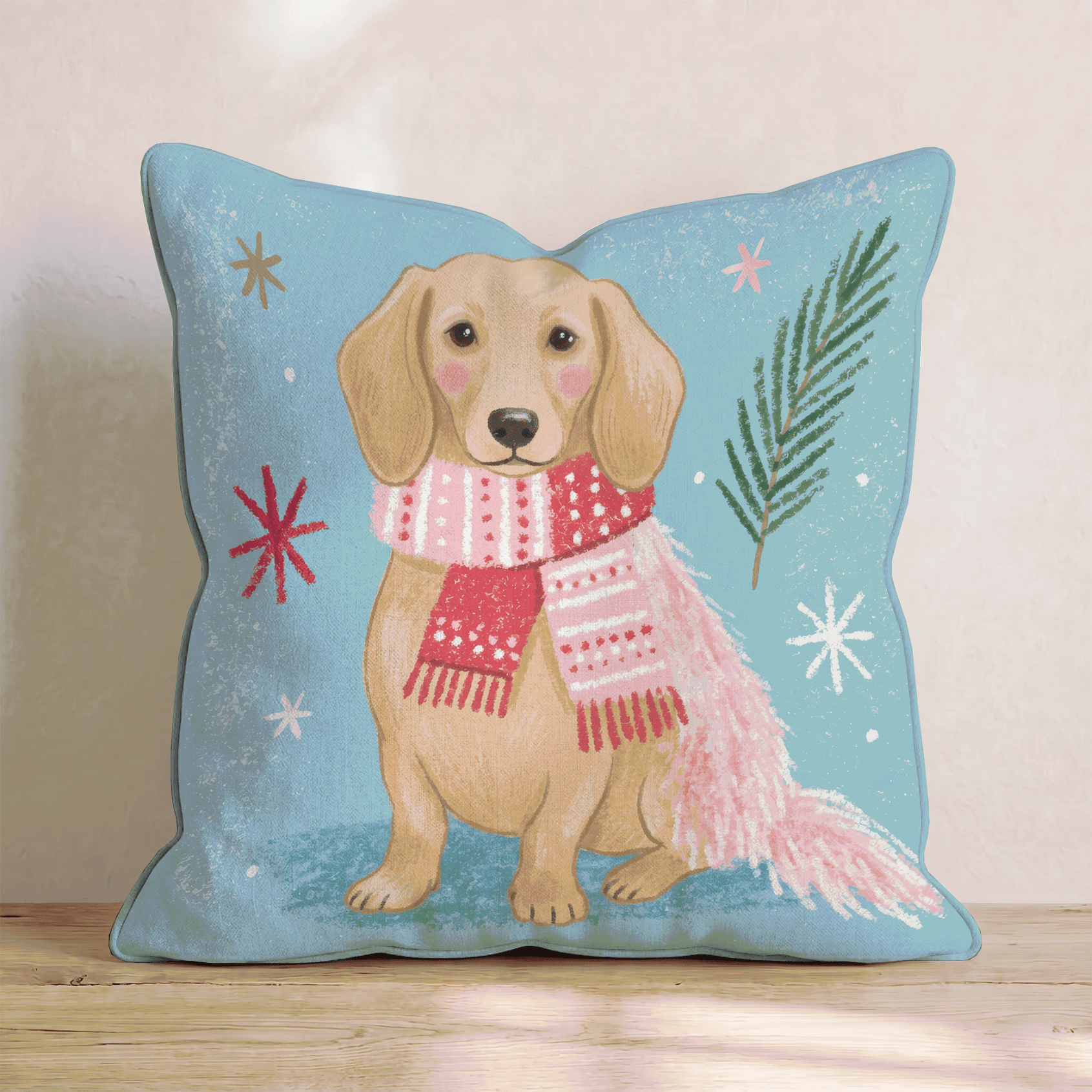Dachshund Scarf Throw Pillow - Hillcroft Home