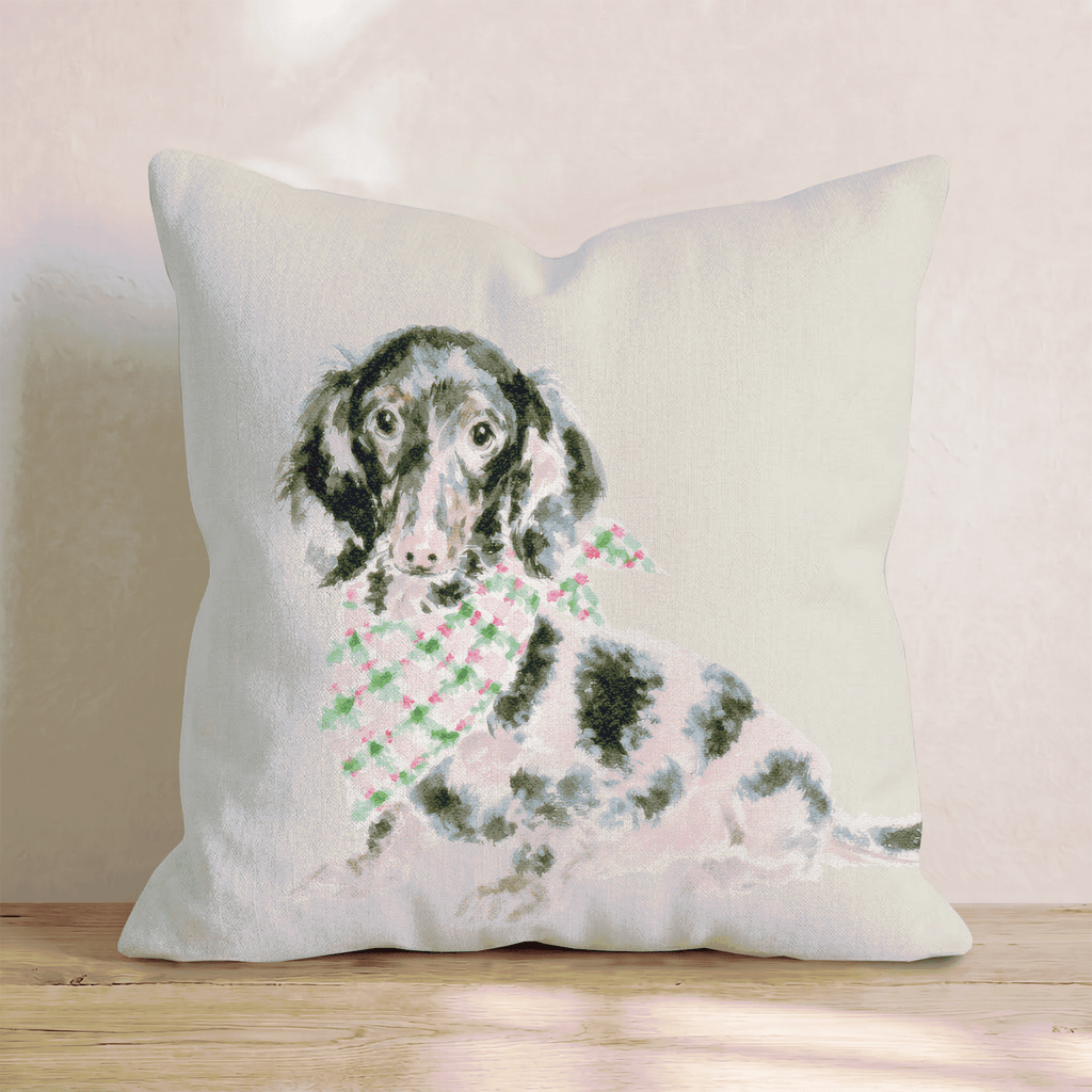 Dachsund_s Plaid Bandana Throw Pillow - Hillcroft Home