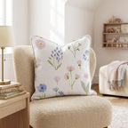 Daisy and Delphinium Throw Pillow - Hillcroft Home