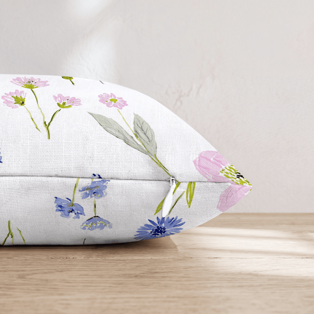 Daisy and Delphinium Throw Pillow - Hillcroft Home