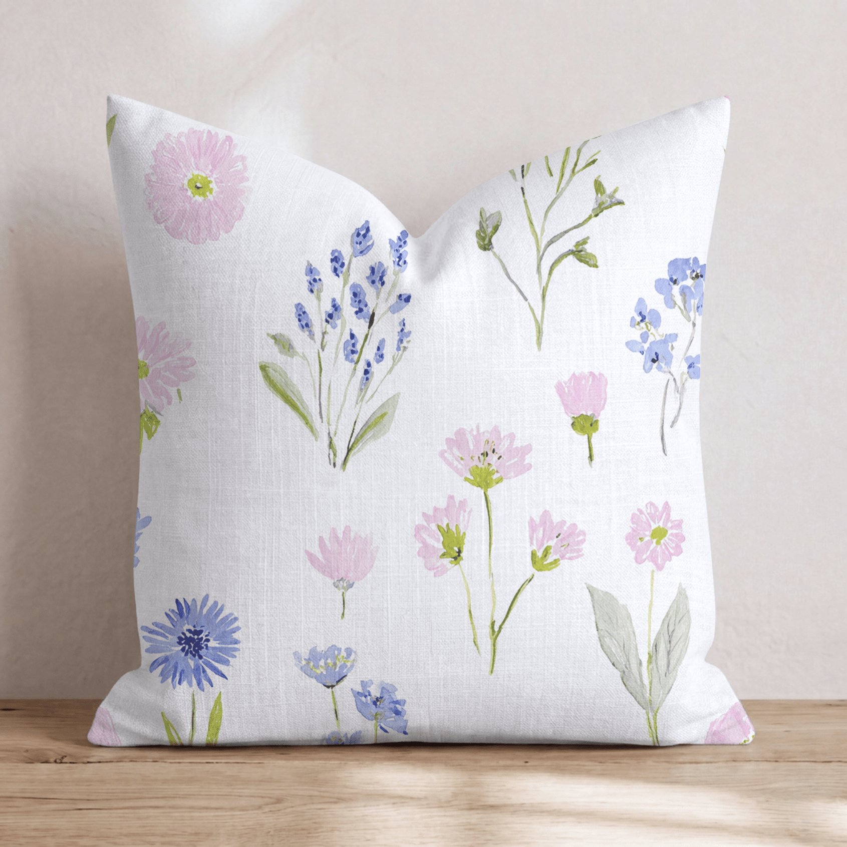 Daisy and Delphinium Throw Pillow - Hillcroft Home