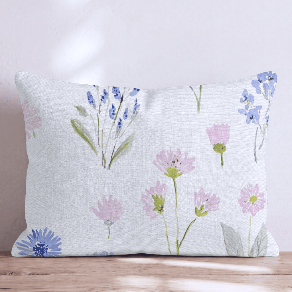 Daisy and Delphinium Throw Pillow - Hillcroft Home